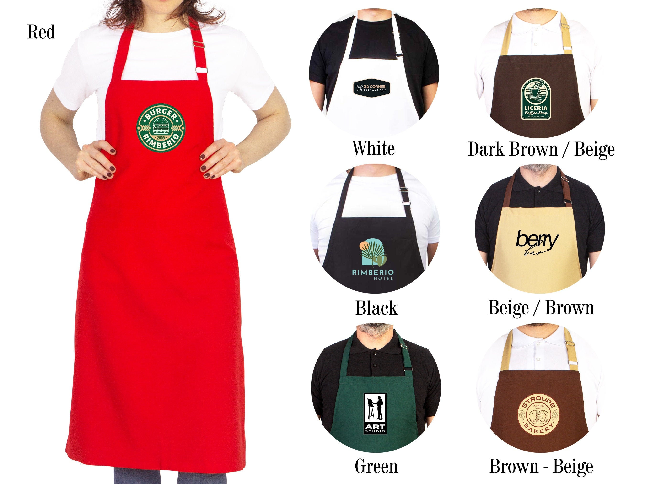 Pack of 3 Custom Logo Apron: Personalized Chef Apron, Text Print ...