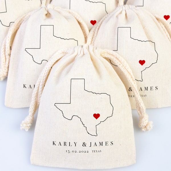 Customized Texas Wedding Welcome Bag - Texas Party Favor Bags - Texas Wedding Tote - Custom With Your name or Design - Texas Map Tote