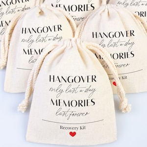 Hangover Only Last A Day Memories Last Forever Bags, Hangover Kit Bags Wedding Recovery Kit Hen Party Bachelorette Birthday Party