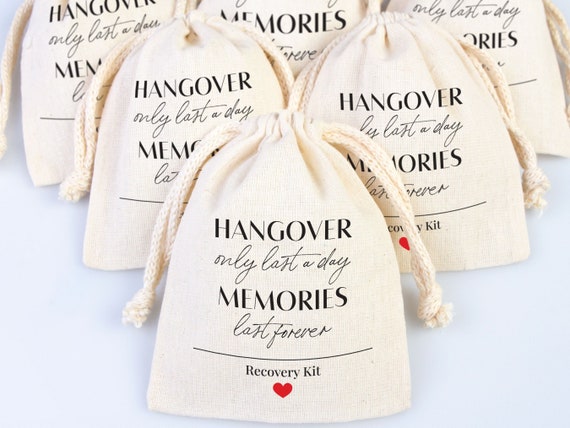 Personalized Hangover Kit Bags: Wedding Favor, Bachelorette Party