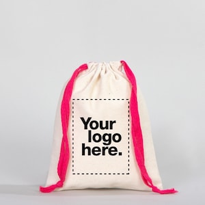 Pink Drawstring Cotton Bags 6x8&#39;&#39; inches, Great For Packing And Wrapping, Organic Cotton Pouch Bag, Bridal shower Bag, Custom Bag