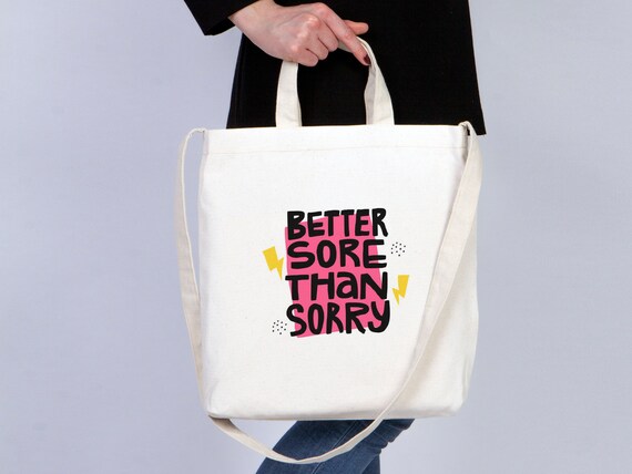 Korean Style Canvas Tote Bag With One Color Logo & Graphic Print