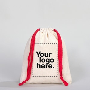 Red Drawstring Cotton Bags 6x8&#39;&#39;inches, Great For Packing And Wrapping, Organic Cotton Pouch Bag, Bridal Shower Bag, Custom Bag