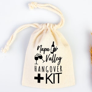 Napa Valley Hangover Kit Bags, Custom Cotton Drawstring Bulk Bachelorette Party Favors