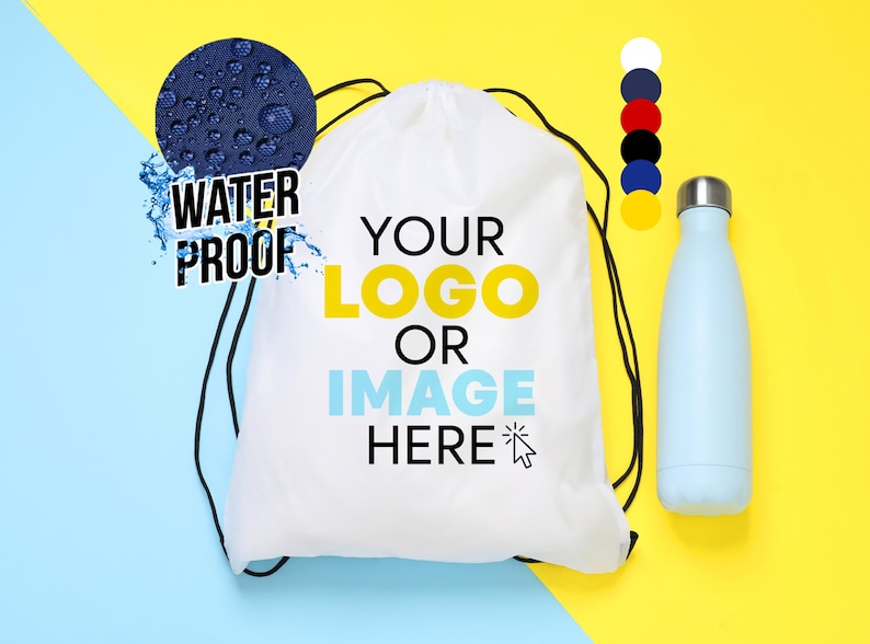 Custom logo waterproof drawstring backpack in polyester