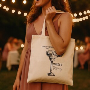 Margs & Matrimony - Margs Name Tote - Bridesmaid Name Tote Bag - Margarita With Name Bag - Personalized Bach Tote - Bachelorette Tote Bag