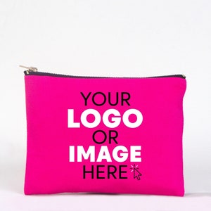 Customize Your Logo on Fuchsia Clutch Bag - 21x15cm, Personalized Makeup Bag, Logo Design Cosmetic Bag, Personalized Makeup Clutch Bag
