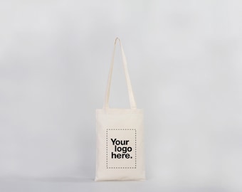 Custom Long Handle Tote Bag, Personalized Shoulder Totes, Promotional Tote Bag, Photo Print Tote Bag, Mini Shopping Bag - Cotton Small Totes