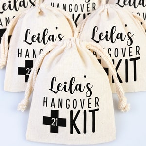 Custom Name Hangover Kit Bags: Organic Cotton Party Favor