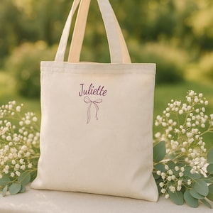 Bow Name Tote - Coquette Bachelorette - Personalized Name Tote - Bachelorette Tote Bags - Bow Party Bags - Custom Name Tote - Bachelorette