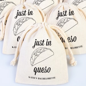 just in queso bags Hangover kit Bags, Party Bags, Survival, Recovery Kit Party Custom Name Print, Organic Cotton Drawstring Pouchs Bag
