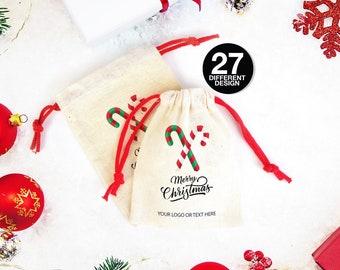 Merry Christmas Stocking Bags - Custom Drawstring Gift Pouches - Personalized  Muslin Bags - Christmas Decor  Favor Gift, Add Your Text,