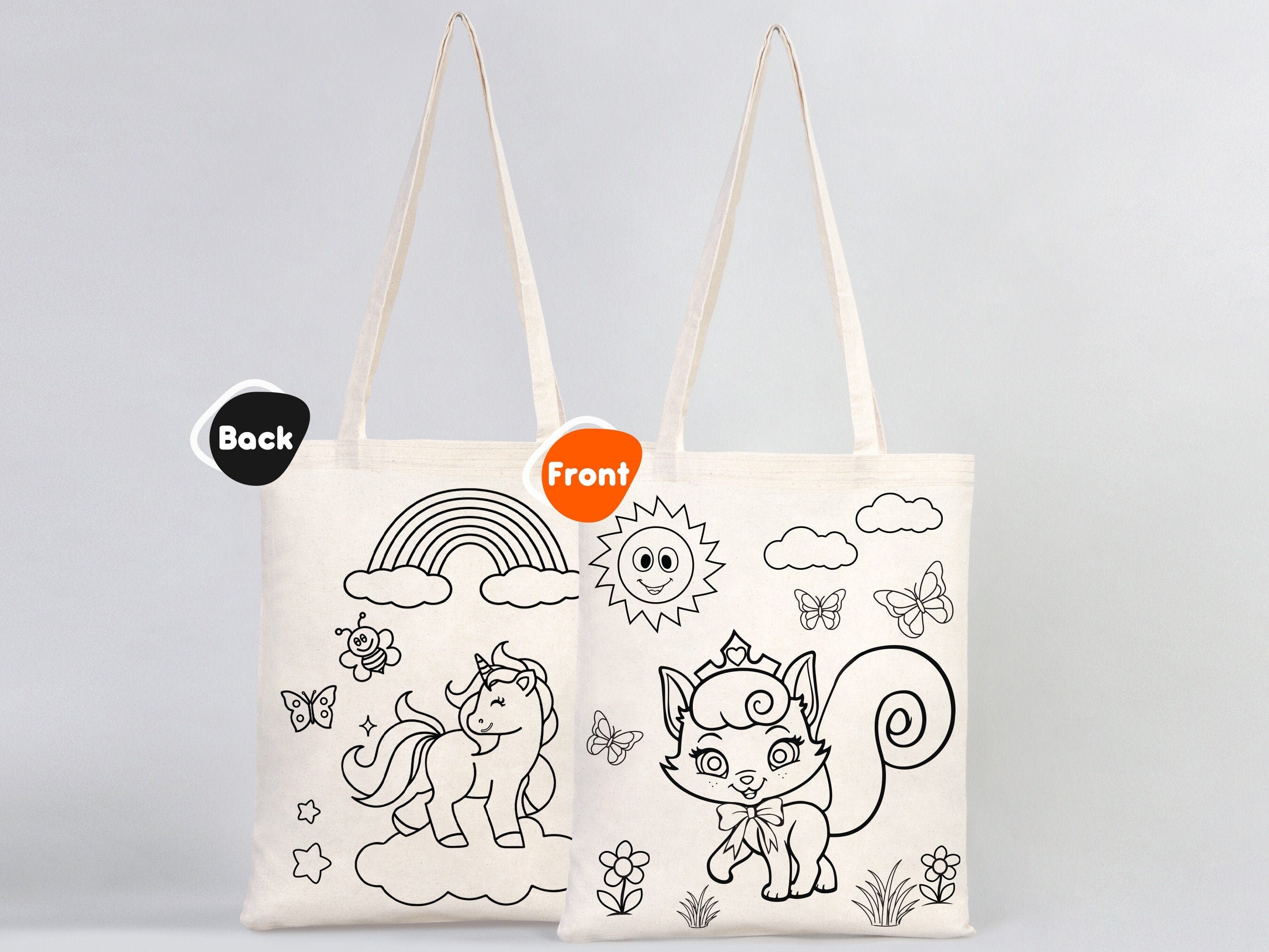 【THE MOZZ】Classic Coloring Tote Bag Coloring Tote Bag, 14x16