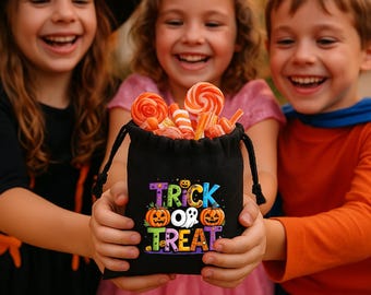 Halloween-Süßigkeitentüte: Wiederverwendbarer Zuckerwattensack mit gruseligen Motiven
