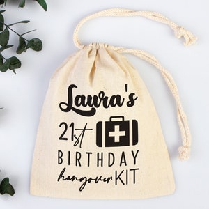 Personalized Birthday Hangover Kit Bag: Organic Cotton Favor Pouch