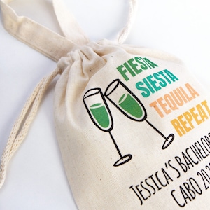 Fiesta Siesta Tequila Repeat -  Hangover Kit Pouch - Recovery Kit - Bachelorette Party - Mexico Survival Kit - Custom Print Bags For Party