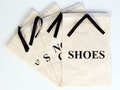 Wholesale Logo Printed Shoe Bags | Custom Drawstring Shoe Organizers | 2 Sizes | Cotton Pouch Shoe Bags with Black Ribbon product logo