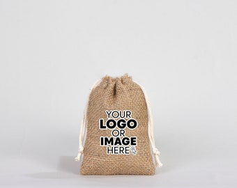 Custom Jute Drawstring Bag (10x13cm): Natural Burlap Favor Bag