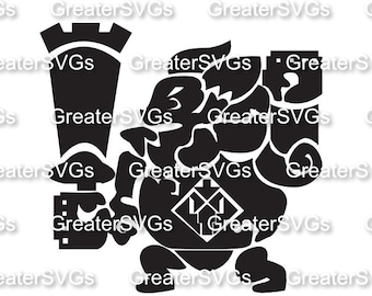 May include: Black and white silhouette of a cartoon character holding a castle-shaped object. The character is wearing a diamond-shaped symbol on its chest.