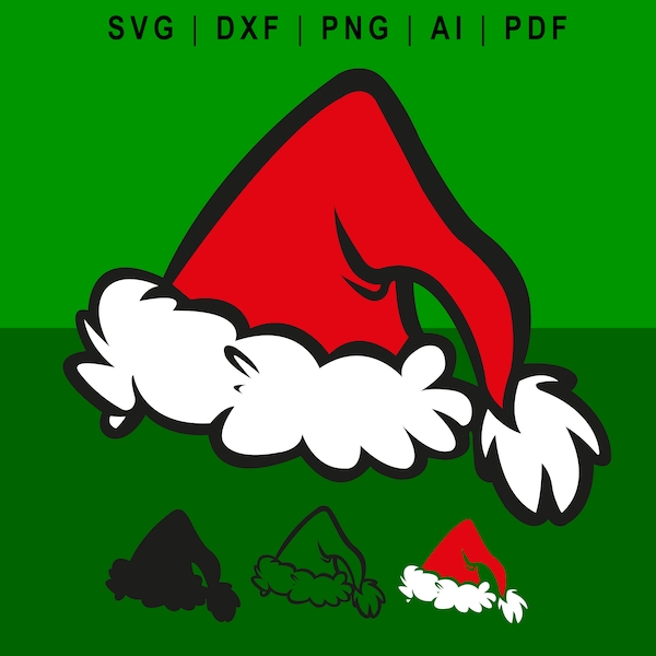 Santa Hat, Christmas Hat, Santa Claus Hat, Xmas Clipart, Svg, Png, Pdf, Ai, Dxf Cut File