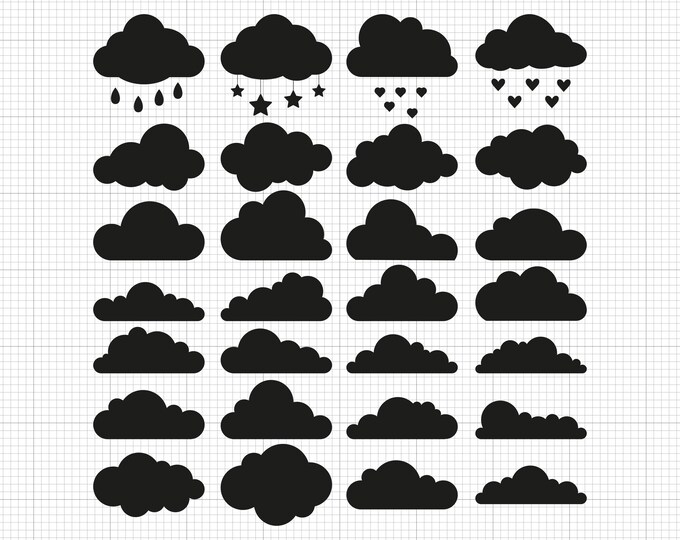 Clouds SVG, Cloud SVG, Clouds Bundle Svg, Cloud Clipart, Rain Cloud Svg ...