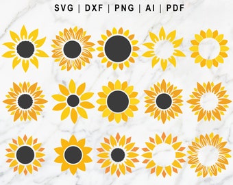 Sunflower Svg, Png, Dxf, Ai, Pdf File