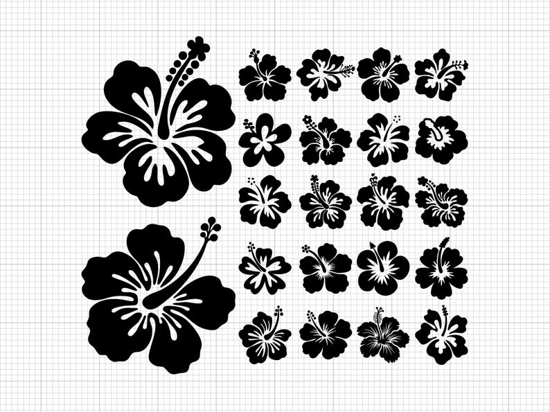 Hibiscus Flower Svg Png Pdf Ai Dxf File Download - Etsy