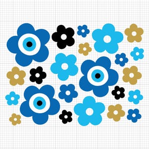 Retro Flower Evil Eye Svg Png Ai Pdf Dxf File Download
