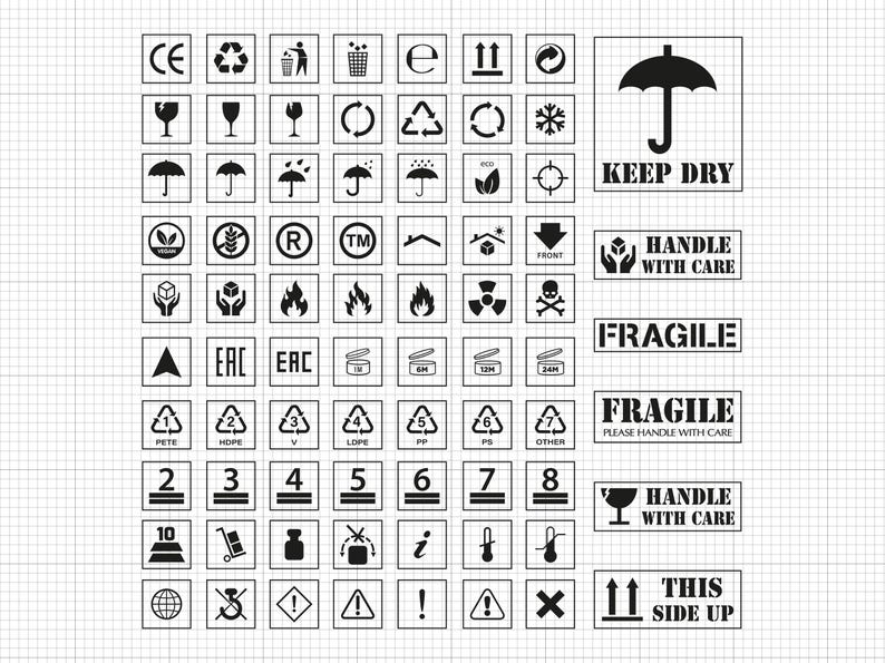 Packaging Symbols Svg Png Pdf Ai Dxf File Download - Etsy
