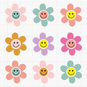 Flower Svg, Daisy Svg, Daisy Flower Svg, Smiley Face Svg, Instant Download