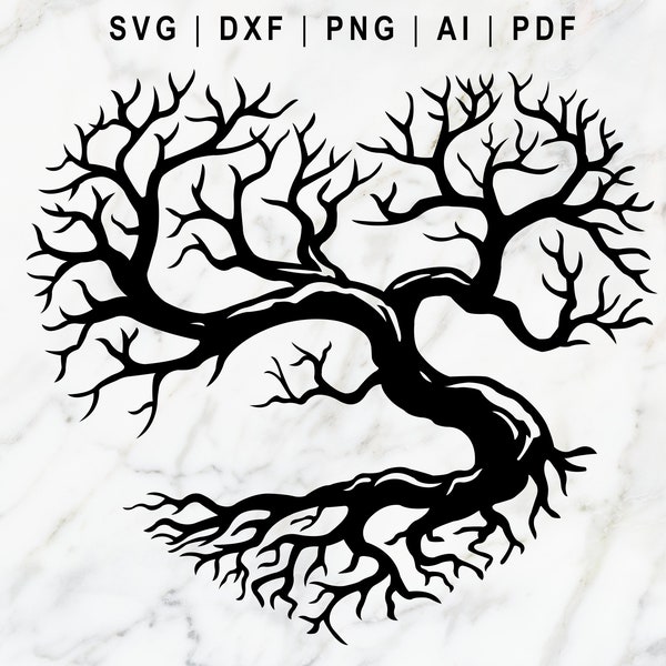 Heart Tree Svg, Png, Pdf, Ai, Dxf File