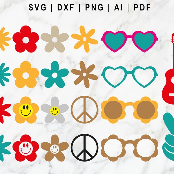 Hippie Svg, Groovy Svg, Hippie Svg Bundle, Png, Dxf, Ai, Pdf File