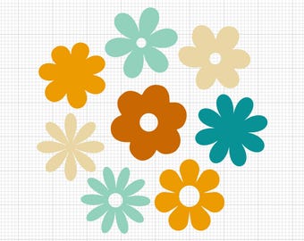Retro bloem Svg Png Pdf Ai Dxf-bestand downloaden