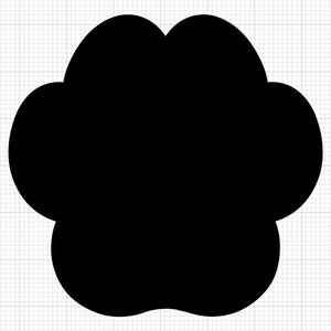 K&ouml;nnte beinhalten: Schwarze Silhouette einer Pfote mit abgerundeten Kanten.