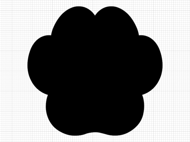 K&ouml;nnte beinhalten: Schwarze Silhouette einer Pfote mit abgerundeten Kanten.