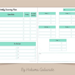 Recruiter&#39;s Weekly Planner | Digital Planner | Freelance Recruiter | Sourcing Plan | Open Vacancies | Approaches |  Priorities | Organised