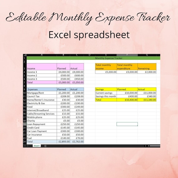 Simple Excel Budget Expense Tracker