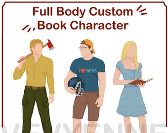 Full Body Custom Book Character, book merch, book journal, booktok merch, bookstagram sticker, custom character, gift for book lover
