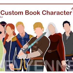 Personagens de meio corpo de livro personalizados, produtos de livros, diário de livros, produtos de booktok, adesivos de bookstagram, personagens personalizados, presente para amantes de livros