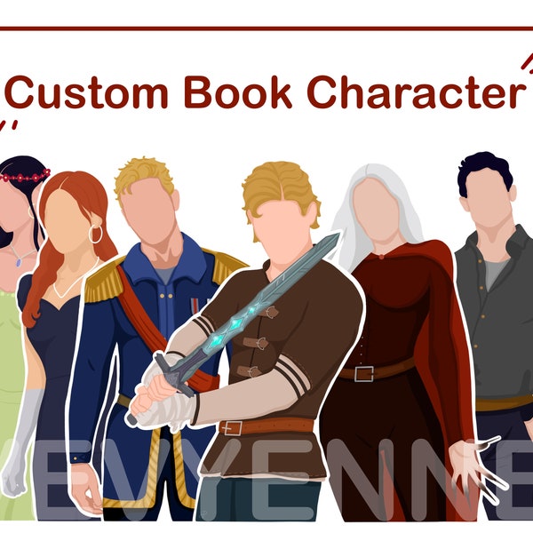 Custom Book Half Body Characters, book merch, book journal, booktok merch, bookstagram sticker, custom character, gift for book lover