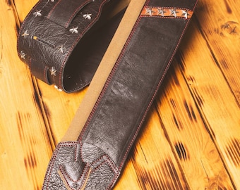 LUCIANO Genuine leather guitar and bass strap