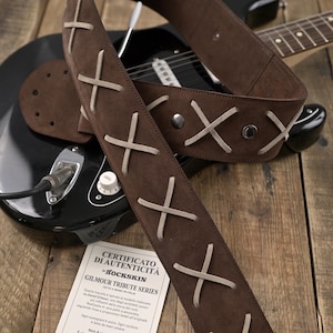 David Gilmour Replica Guitar Strap – Handmade Suede Leather – Made in Italy