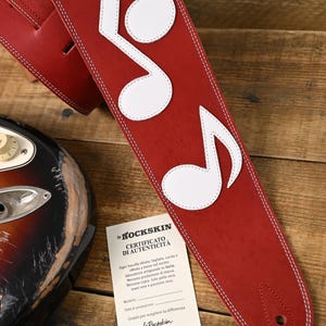 SRV Vintage Red Full Grain Leather Guitar Strap – Handmade Cowhide – Inspired by Stevie Ray Vaughan – Red Hot Rock Blues Style