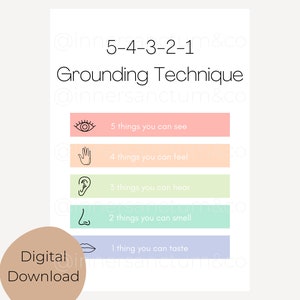 5-4-3-2-1 Grounding Technique Social Worker Therapy Office - Etsy