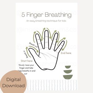 5 Finger Breathing Exercise Social Worker, Therapy Office Decor, Self ...