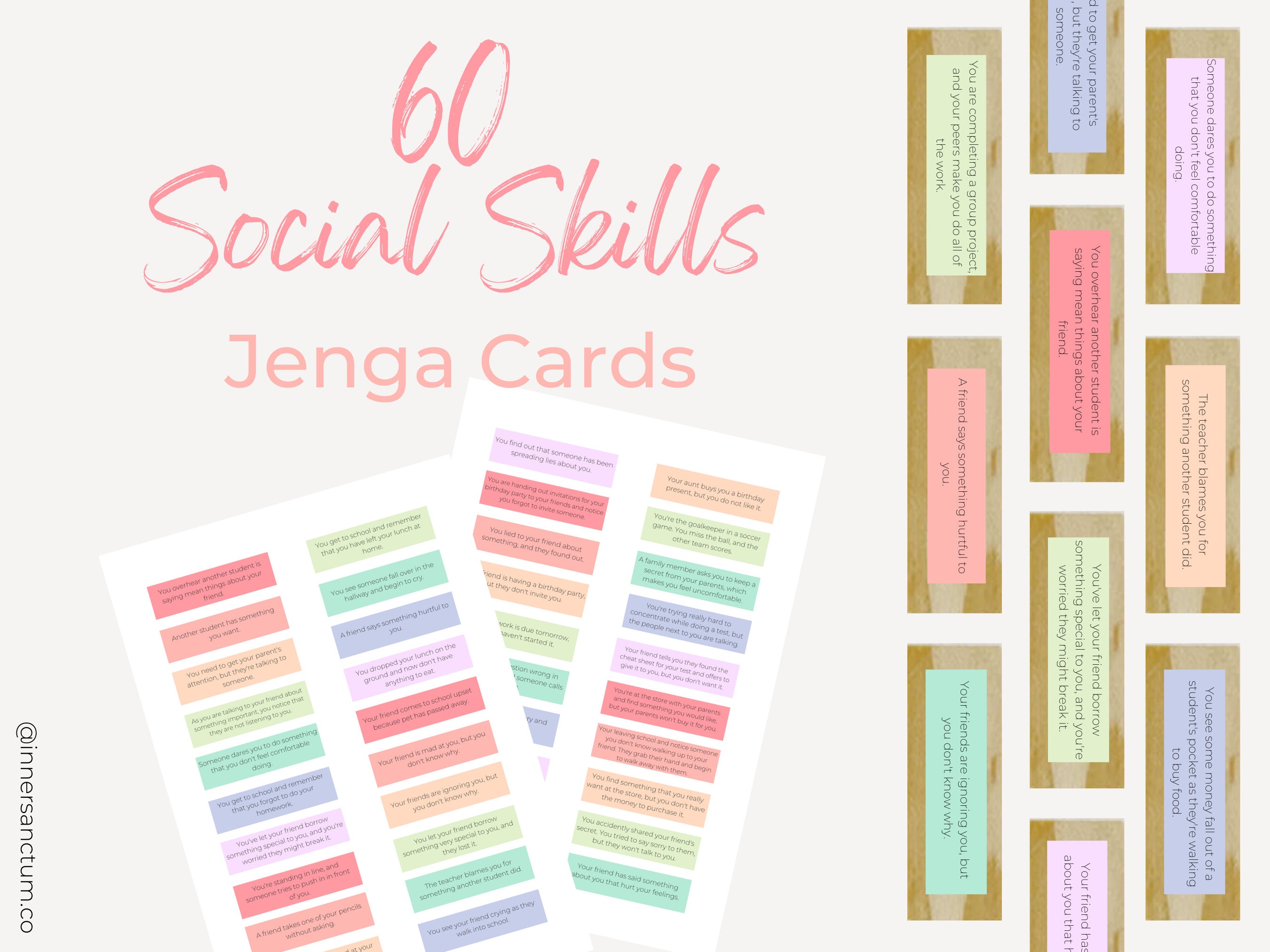 Jenga Social Skills Situation Cards Jenga Questions, Social Psychology