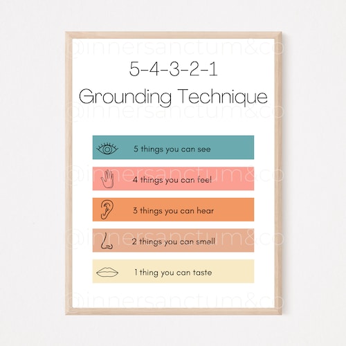 54321 Grounding Technique Social Worker Therapy Office Etsy