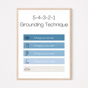 5-4-3-2-1 Grounding Technique Social Worker, Therapy Office Decor, Self ...