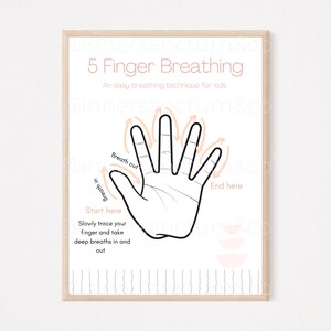 5 Finger Breathing Exercise Social Worker, Therapy Office Decor, Self ...