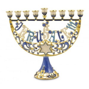 Menorah 9-Branch Pour Hanukah, bougeoir juif, Menorah Casher de haute qualité fabriqué en Israël. Judaica cadeau. image 1